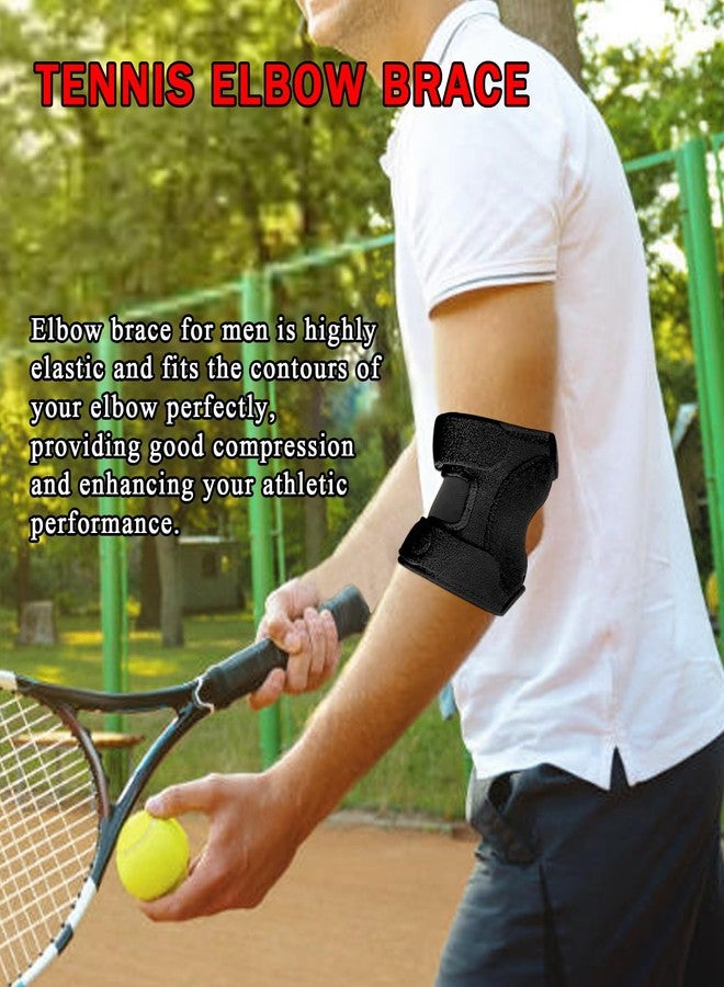 FVVWVV Elbow Brace for Tennis & Golfers Elbow, Compression Support with EVA Pad, Adjustable Straps, Tendonitis Elbow Brace for Bursitis, Sports Injury Recovery, Arthritis Pain Relief (Black (1 Piece), One Size) - Image 2