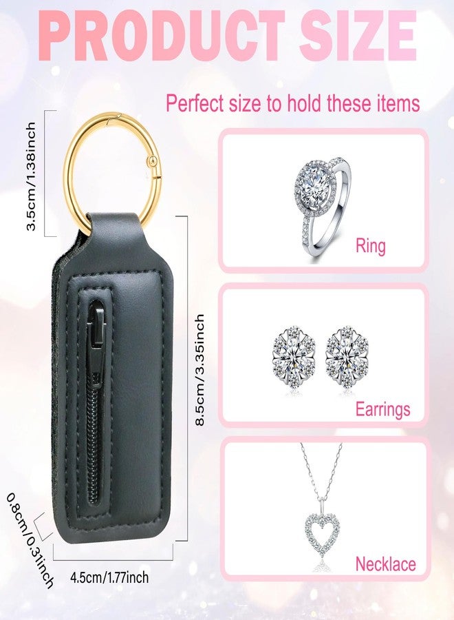 LUCKINEE 2 Pcs Mini Ring Holder Keychain Small Travel Jewelry Case Box - Dual-Sided Zippered Travel Ring Holder for Gym, Small Ring Pouch for Women, Girls and Man - Image 4