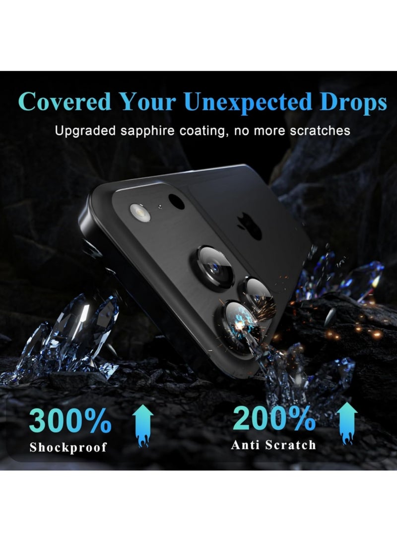 Aookay Camera Lens Protectors for iPhone 17 Pro Max/17 Pro, Tough HD Individual Protectors, Scratch Resistant, Thin Tempered Glass Camera Screen Protector Cover Accessories (Black, 17 Pro Max/17 Pro) - Image 3