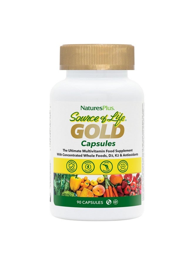 Natures Plus Source of Life Gold Multivitamin - 90 Vegetarian Capsules - with Vitamins D3, B12, K2 & More Than 120 Whole Foods - Blood, Bone & Immune Support - Gluten Free - 30 Servings - Image 1