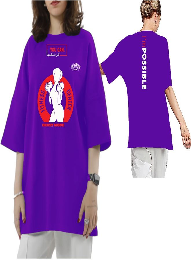 Genérico Women's Oversize T-shirt - FITNESS CENTER Printed for exercise, gym and bodybuilding 05  - Image 1