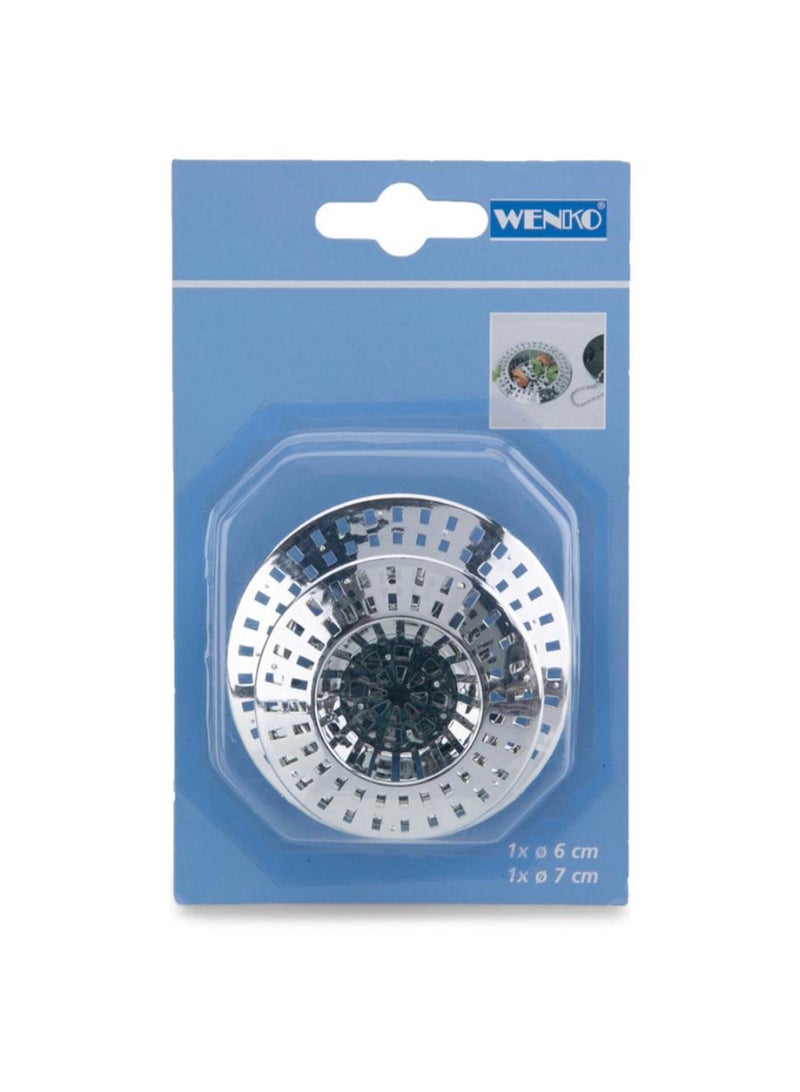 Wenko Drain Sieves Set of 2 Silver