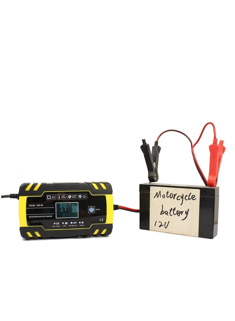 general 12V/24V 8A Automatic Battery Charger with LCD Digital Display, Pulse Repair Smart Car Charger GEL Lead-Acid WET Battery (UK Plug) - Image 4