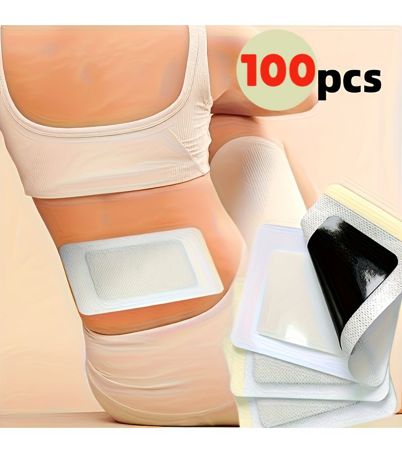 100 لصقة تقليدية ساخنة لتخفيف آلام الظهر والركبة والرقبة والكتف والعضلات - أسود - 100 قطعة - Image 1