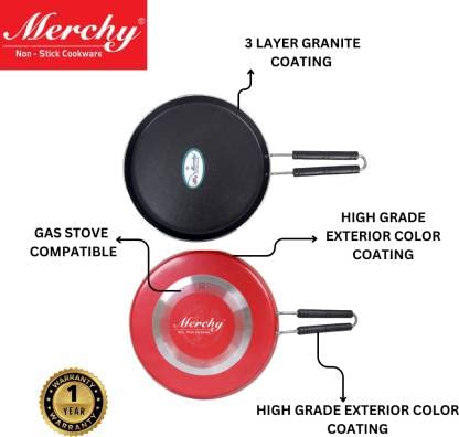 Merchy Aluminium Gas Stove Non Stick Tawa 05L - Image 2