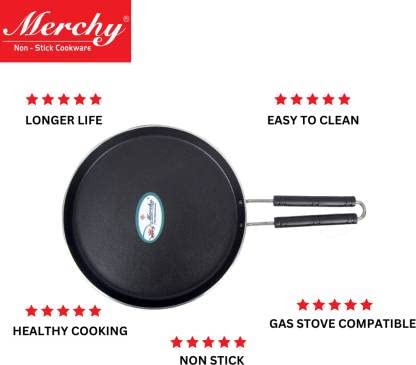 Merchy Aluminium Gas Stove Non Stick Tawa 05L - Image 4
