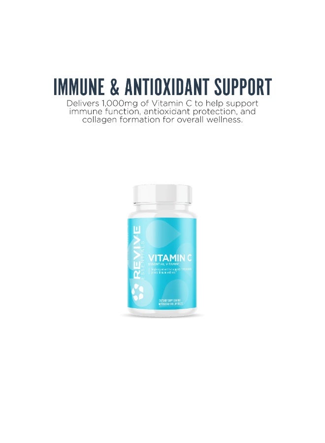 Revive Vitamin C 1000mg - High Potency Vitamin C Supplement for Immune Support & Antioxidant Support - 60 Capsules - Image 3