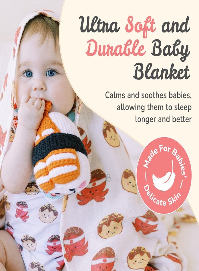 The Wee Bean Organic Cotton and Bamboo Rayon Muslin Swaddle Blankets, Set of X (Takoyaki) - Image 2