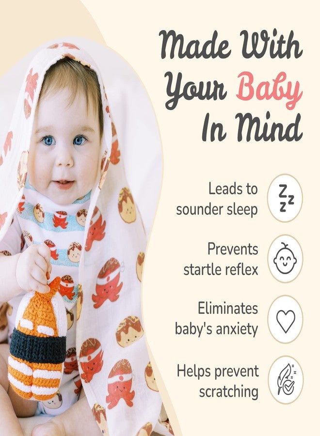 The Wee Bean Organic Cotton and Bamboo Rayon Muslin Swaddle Blankets, Set of X (Takoyaki) - Image 4