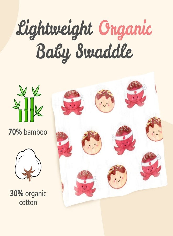 The Wee Bean Organic Cotton and Bamboo Rayon Muslin Swaddle Blankets, Set of X (Takoyaki) - Image 3