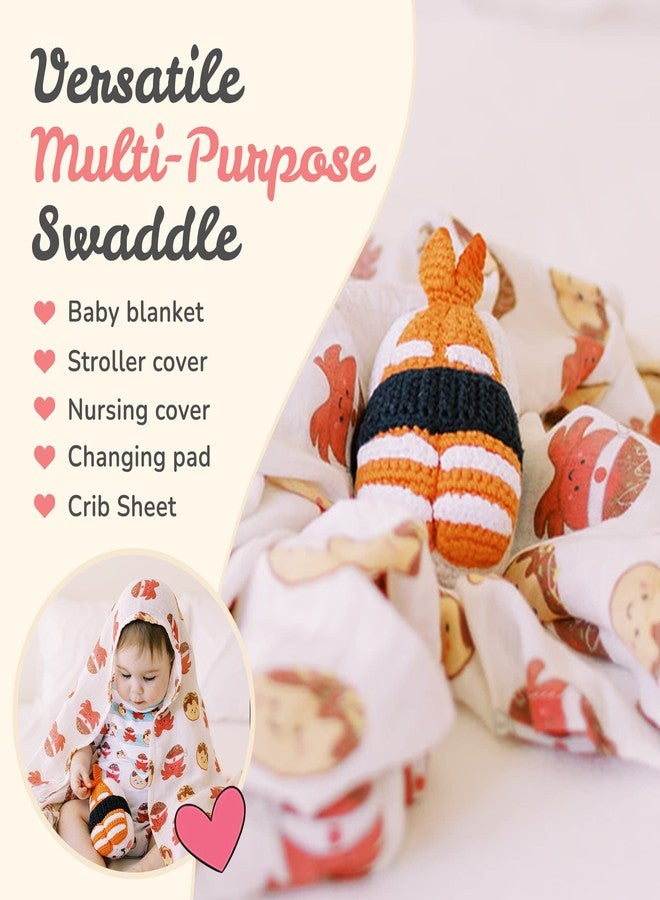 The Wee Bean Organic Cotton and Bamboo Rayon Muslin Swaddle Blankets, Set of X (Takoyaki) - Image 5