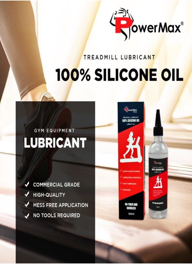 PowerMax Fitness Fitness Multi-Purpose Pms-100 (100Ml Silicone Oil Bottle) 100% Pure Silicone Treadmill Belt Lubricant, Full Belt Width Lubrication, No Odor & No Propellants, Nozzle Cap For Easy Application  - Image 2