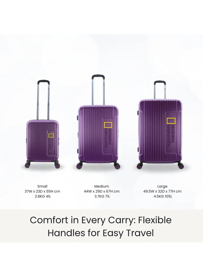 NATIONAL GEOGRAPHIC National Geographic Canyon ABS/PC Hardshell Carry-On Small Cabin Business Suitcase Metallic Purple, Durable Lightweight Anti-theft Zipper TSA Lock Travel Luggage, 4 Double Wheel Trolley Bag (20 Inch)