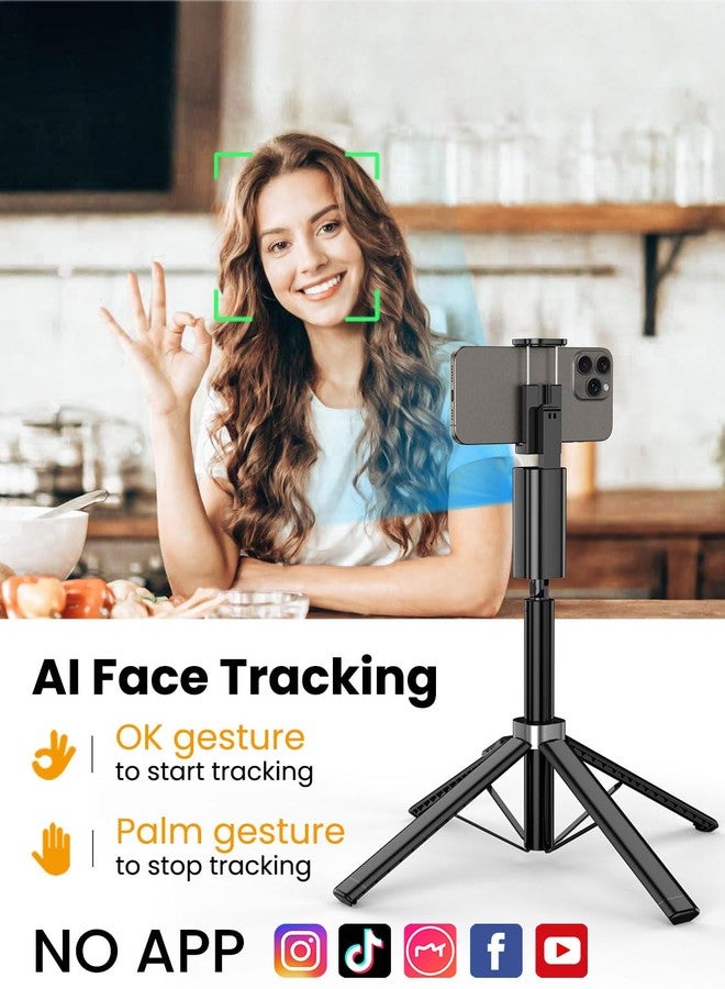 AOCHUAN Face Tracking Tripod for iPhone & Android,57'' Expandable 360 Rotation Selfie Stick That Follows Your Movement Rotation w/Remote, No APP, Phone Tripod Recording for YouTube, TikTok,Smart M3 - Image 2
