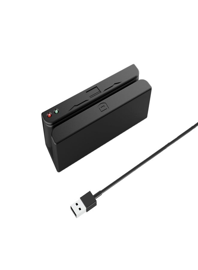 QICARWOW MSR90U Magnetic Strip Card Reader 3 Track USB POS Magstripe Card Reader for POS System Cashier Registry,Plug and Play, Black - Image 1