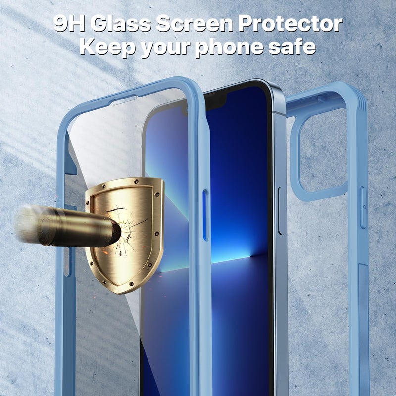 CENHUFO Compatible with iPhone 13 Pro Case Built-in Privacy Screen Protector with Camera Lens Protector, 360° Full Body Shockproof Case for iPhone 13 Pro with Anti Spy Screen -Blue Wear resistant upgraded material - Image 4