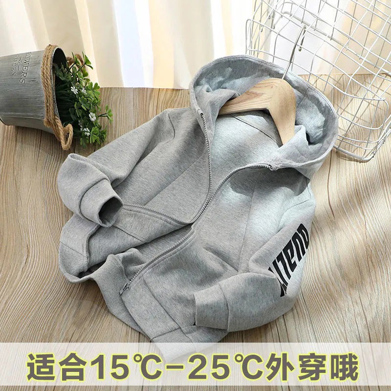 Children'S Sports Jacket Boys' Cardigan Hooded Sweater Fashionable Casual Boys' Jacket - Image 5