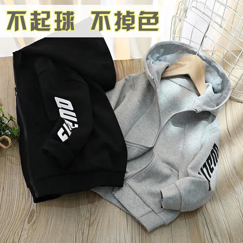 Children'S Sports Jacket Boys' Cardigan Hooded Sweater Fashionable Casual Boys' Jacket - Image 3