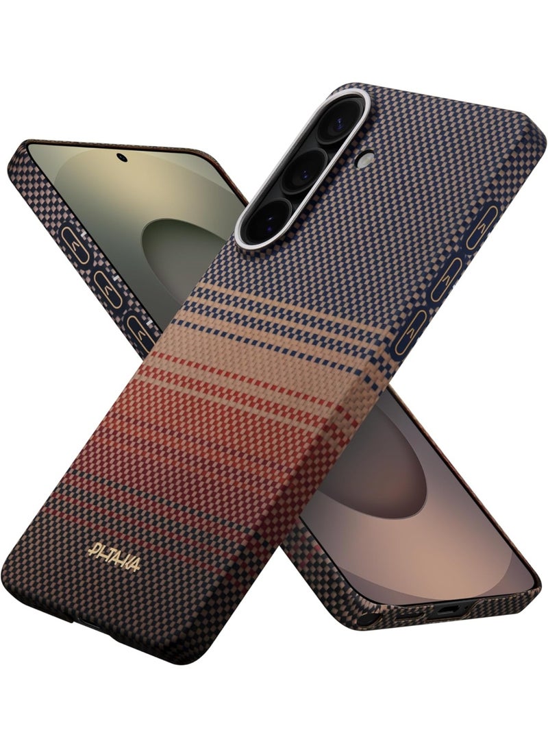 PITAKA حافظة بيتاكا لجهاز S26 بلس، 6.7 بوصة، متوافقة مع ماج سيف، حافظة سامسونج جالاكسي S26 بلس فائقة النحافة مع زر آرون، ألياف أراميد 600D المنسوجة [حافظة حواف - أسود/رمادي] - Image 1