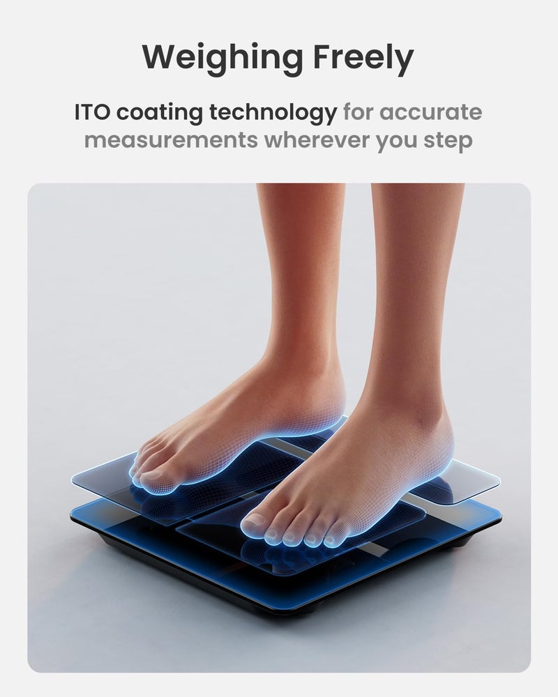 RENPHO Scale for Body Weight Smart Scale with BMI Body Fat Muscle Mass Bluetooth 13 Metrics with Large VA Display Support App Connection Black Elis 2X - Image 3