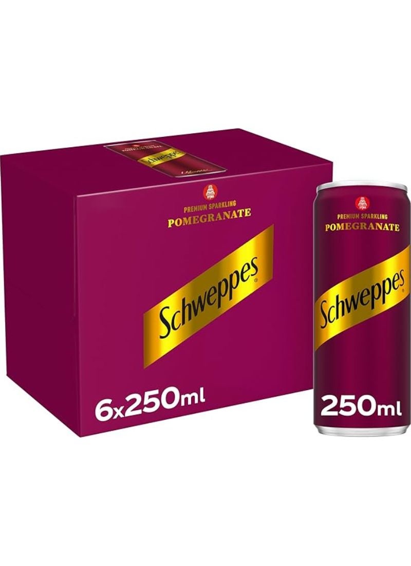 Schweppes Pomegranate Premium Sparkling Carbonated Drink Can 6 x 250ml - Image 1