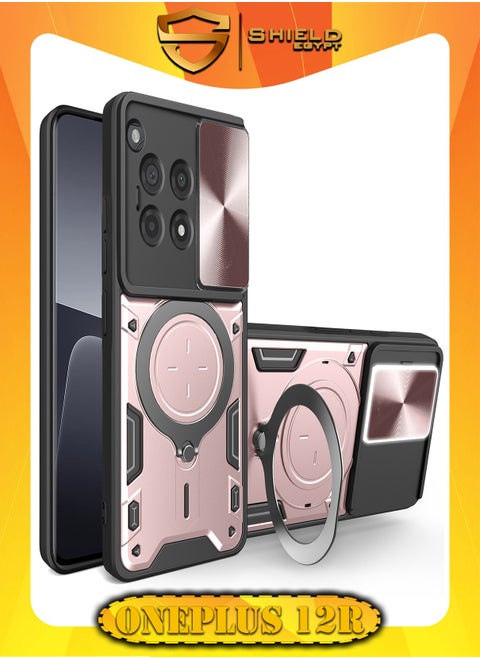 SHIELD EGYPT For OnePlus 12R/OnePlus Ace 3 Armored Camera Shield Cover Camera Lend Protection, Built-in 360° (Rose Gold)