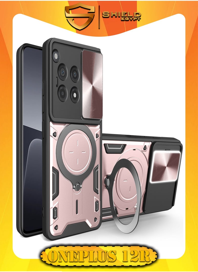 SHIELD EGYPT For OnePlus 12R/OnePlus Ace 3 Armored Camera Shield Cover Camera Lend Protection, Built-in 360° (Rose Gold)