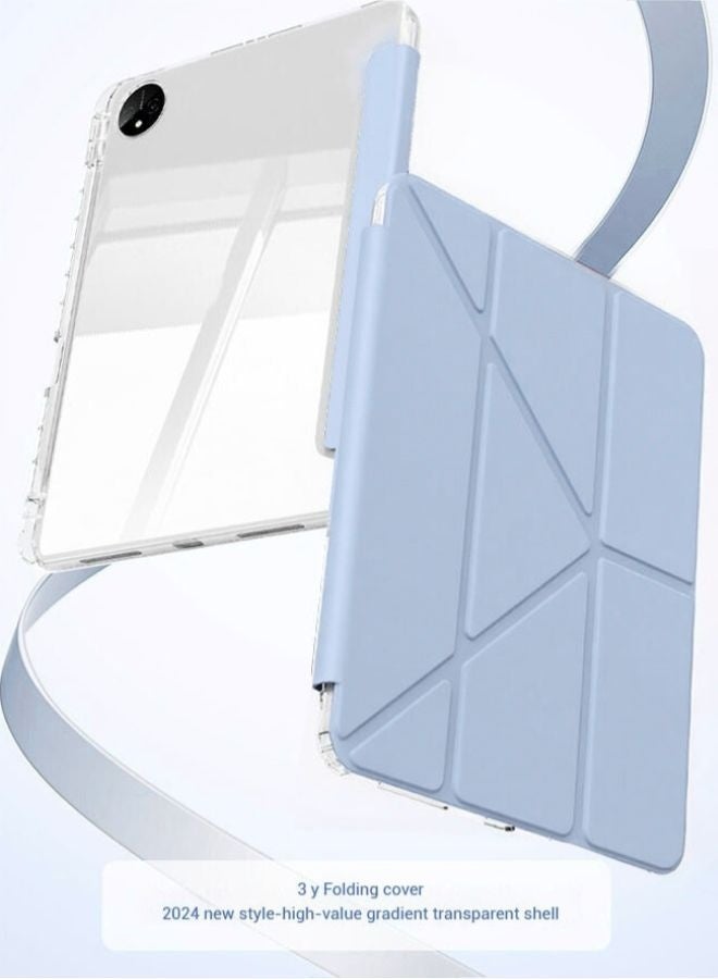 iPad 11th Generation Case (A16 2025) Case and iPad 10th 10.9 Inch Case With Pen Slot, iPad A16 Case Shockproof Y Folding Stand, Transparent Tpu Protective Case, iPad Cover With Flip Cover Stand Smart Wake-Up/ AED 23 Gift Set Anti-Glare Protective Film - Blue - Image 5