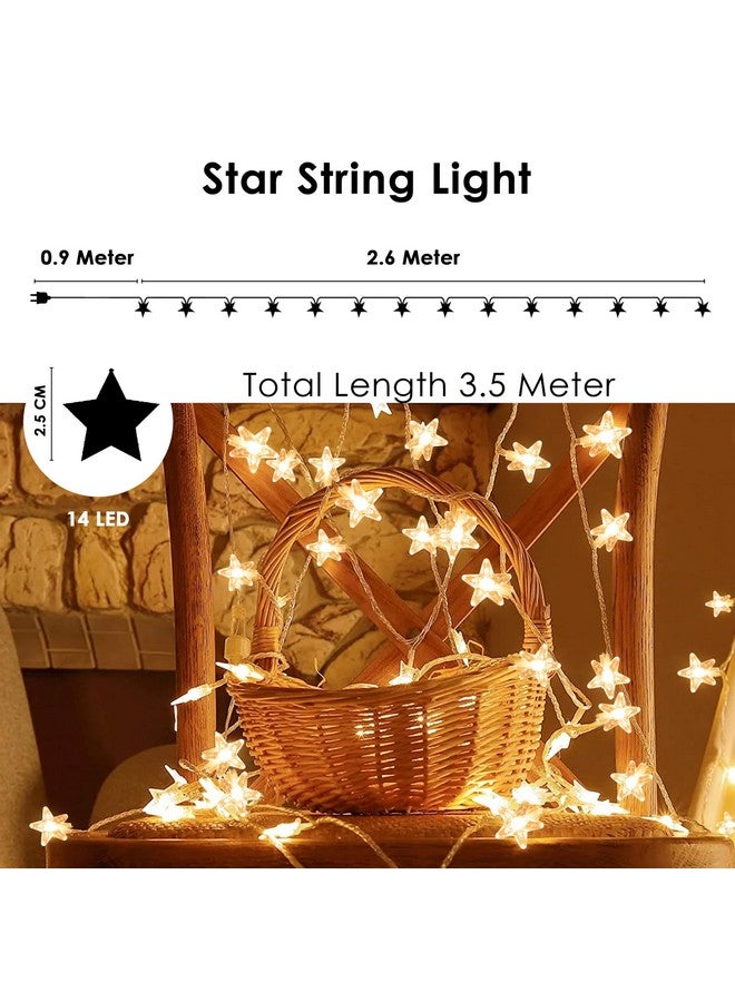 Gesto أضواء خيطية زينة جستو - 14 مصباح LED كريستالي على شكل نجوم للزينة الداخلية والخارجية، زينة شجرة عيد الميلاد، زينة ديوالي، زينة المعبد، حفلة عيد الميلاد (أبيض دافئ) - Image 4