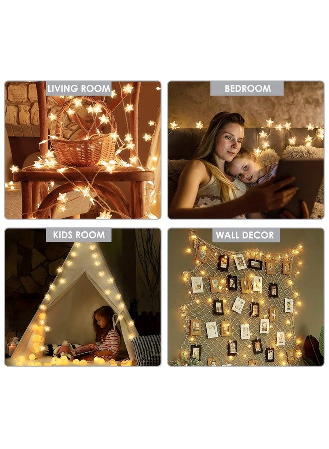 Gesto أضواء خيطية زينة جستو - 14 مصباح LED كريستالي على شكل نجوم للزينة الداخلية والخارجية، زينة شجرة عيد الميلاد، زينة ديوالي، زينة المعبد، حفلة عيد الميلاد (أبيض دافئ) - Image 5