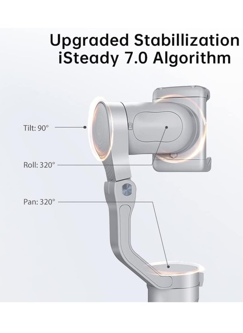 Generic مثبت الهاتف الذكي iSteady XE Kit Gimbal للهواتف الذكية، مثبت ثلاثي المحاور للهاتف المحمول مع ضوء تعبئة، مثبت خفيف الوزن لهاتف iPhone وAndroid، بث مباشر على اليوتيوب  - Image 3