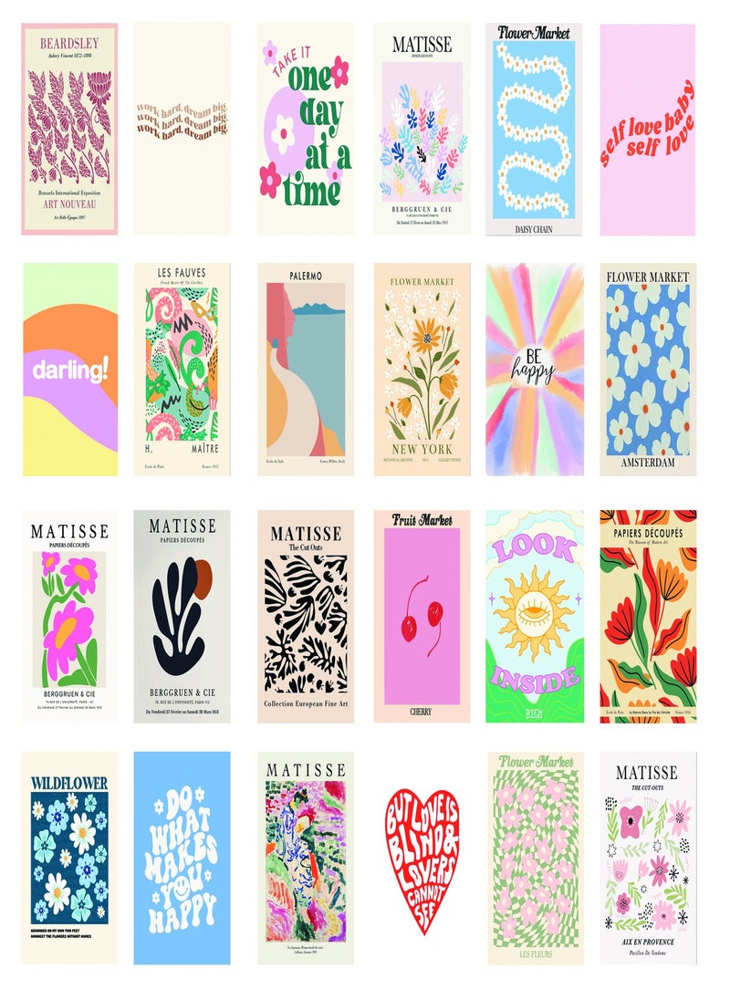 Generic Danish Pastel Room Wall RoomPosters, 24 pcs, Girls Room Wall Decor Poster Card  - Image 2