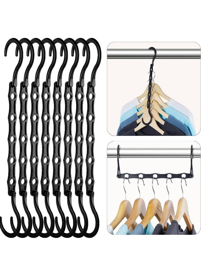 HOUSE DAY - HOUSE DAY Closet Organizers and Storage, Magic Hangers Space Saving Clothes Hangers, Smart Space Saver Sturdy Plastic Hangers with 5 Holes for Heavy Clothes, College Dorm Room Essentials 8 Pack Black - Image 1