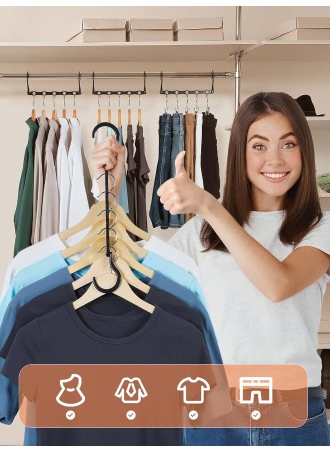 HOUSE DAY - HOUSE DAY Closet Organizers and Storage, Magic Hangers Space Saving Clothes Hangers, Smart Space Saver Sturdy Plastic Hangers with 5 Holes for Heavy Clothes, College Dorm Room Essentials 8 Pack Black - Image 1