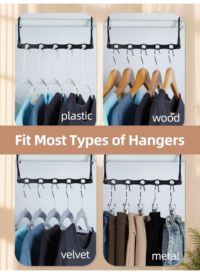 HOUSE DAY - HOUSE DAY Closet Organizers and Storage, Magic Hangers Space Saving Clothes Hangers, Smart Space Saver Sturdy Plastic Hangers with 5 Holes for Heavy Clothes, College Dorm Room Essentials 8 Pack Black - Image 1