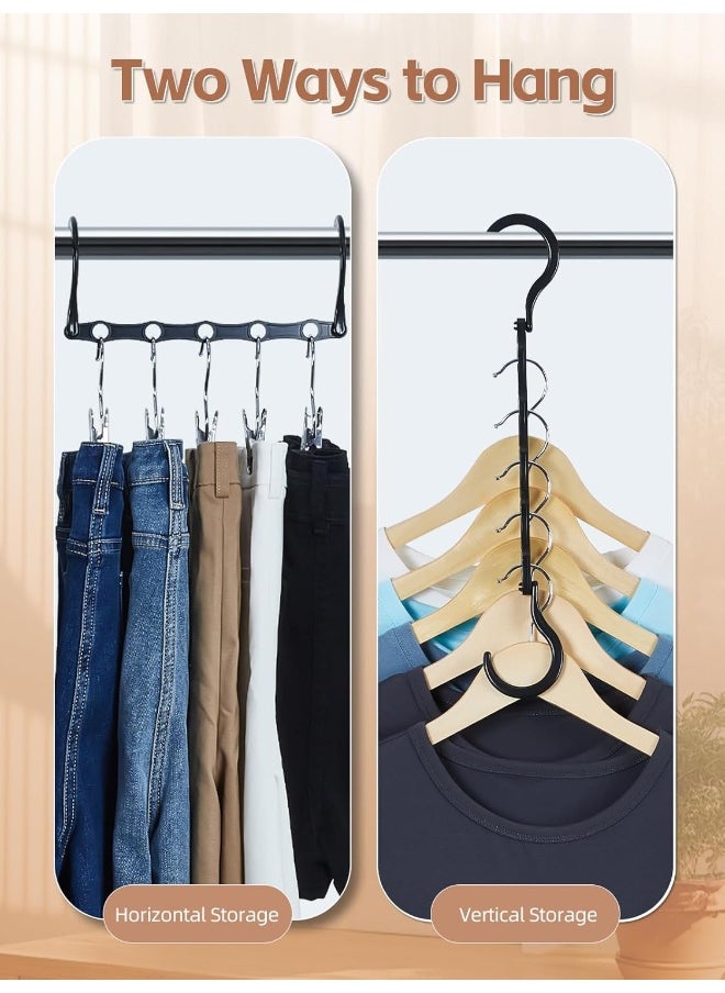 HOUSE DAY - HOUSE DAY Closet Organizers and Storage, Magic Hangers Space Saving Clothes Hangers, Smart Space Saver Sturdy Plastic Hangers with 5 Holes for Heavy Clothes, College Dorm Room Essentials 8 Pack Black - Image 1