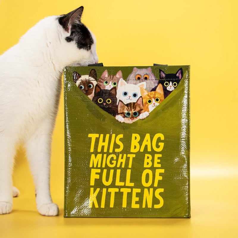 Blue Q Handy Tote Bag - This Bag Might Be Full of Kittens - Recycled & Reusable Sturdy Canvas Shopping Bag with Quirky Art and Handles, 95% Recycled Material, Ideal for Lunch, 10" h x 8.5" w x 4.5" d - Image 2