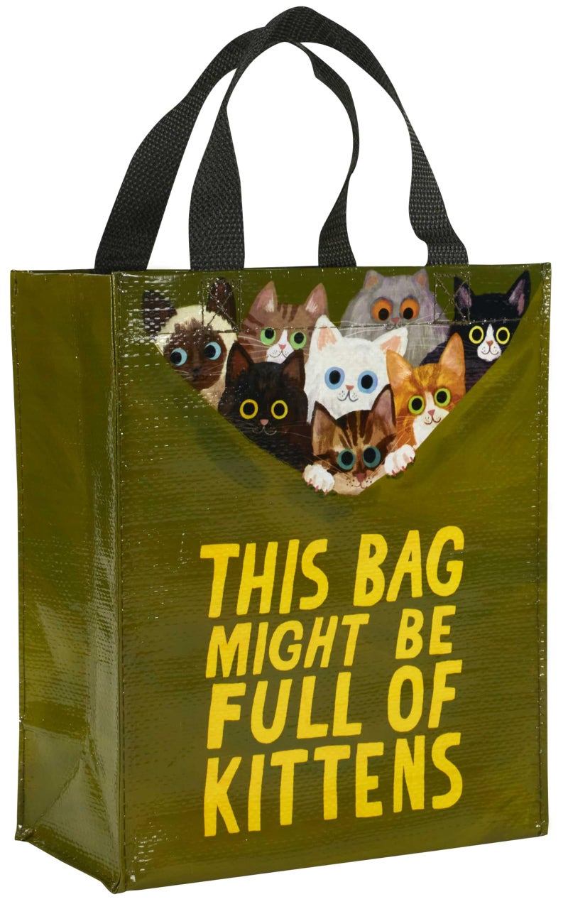 Blue Q Handy Tote Bag - This Bag Might Be Full of Kittens - Recycled & Reusable Sturdy Canvas Shopping Bag with Quirky Art and Handles, 95% Recycled Material, Ideal for Lunch, 10" h x 8.5" w x 4.5" d - Image 1