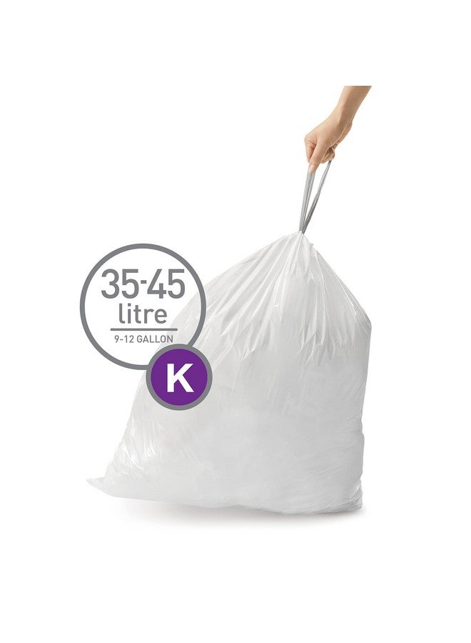 simplehuman Code K 60 Liners, 50% Recycled Custom Fit Bin Bags in Dispenser Packs with Durable Drawstring Tie Handle, 35-45L, White - Image 2