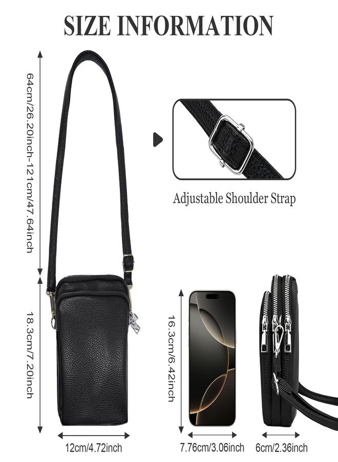 WITERY Small Crossboby Bag for Women - Triple PU Leather Mini Phone Purse Lightweight Shoulder Bag, Ladies Multi-Pocket Crossbody Purse Travel Pouch Wallet with Adjustable Strap - Image 3