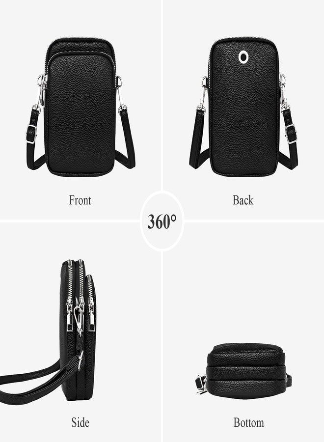 WITERY Small Crossboby Bag for Women - Triple PU Leather Mini Phone Purse Lightweight Shoulder Bag, Ladies Multi-Pocket Crossbody Purse Travel Pouch Wallet with Adjustable Strap - Image 2