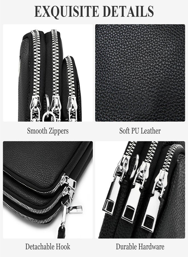 WITERY Small Crossboby Bag for Women - Triple PU Leather Mini Phone Purse Lightweight Shoulder Bag, Ladies Multi-Pocket Crossbody Purse Travel Pouch Wallet with Adjustable Strap - Image 5