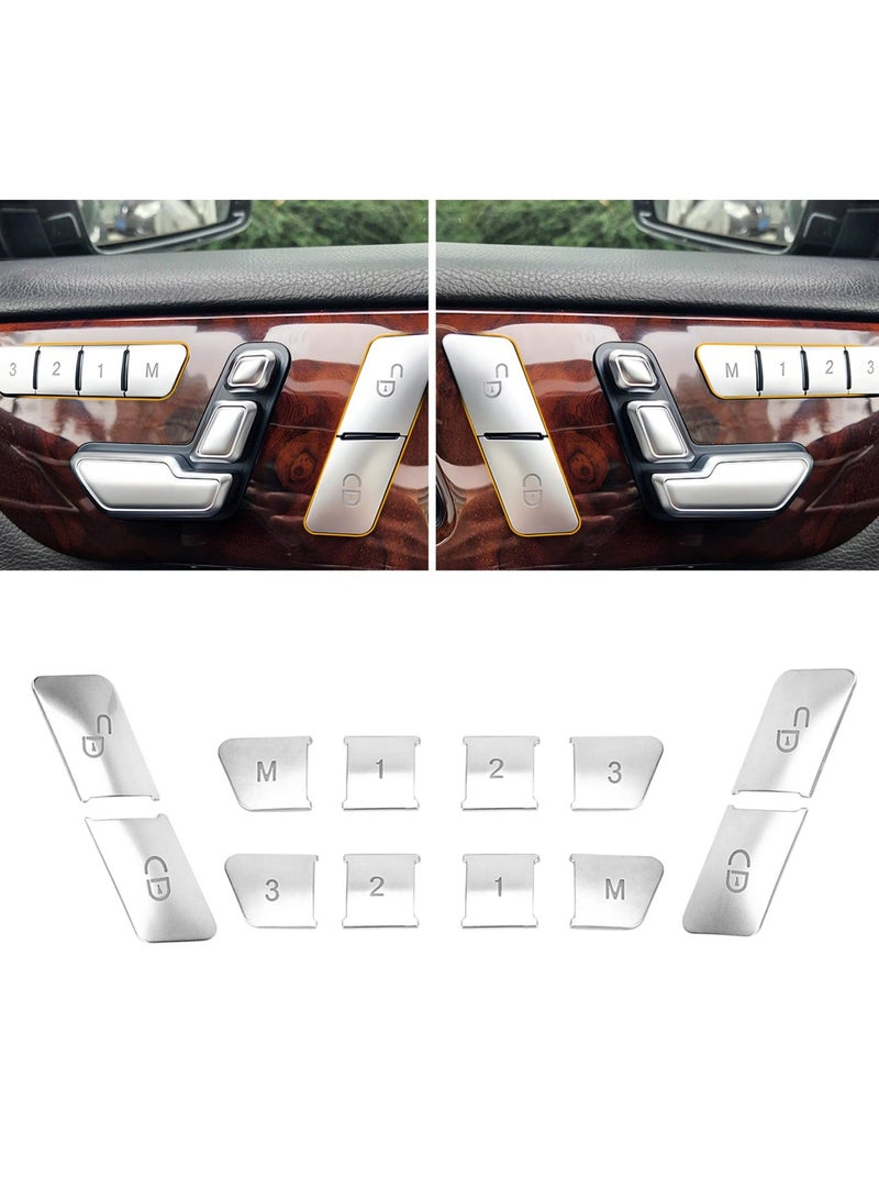 Generic W204 Chrome Lock Unlock Button Stickers Seat Memory Door Switch Trim Cover Interior Decoration for Mercedes Benz GLK ML GL A B C E C117 GLA CLA CLS W218 X156 GLE GL GLS - Image 1