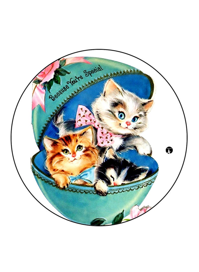 RKN Cats Printed Mouse Pad  Round  Multicolour