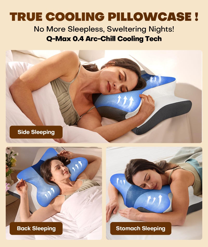 Cozyplayer True Cooling Cervical Neck Pillow for Pain Relief, Ergonomic Side Sleeper Pillow for Neck Support, Odorless Orthopedic Contour Memory Foam Pillows, Bed Pillow for Back Stomach Sleeper - Image 4