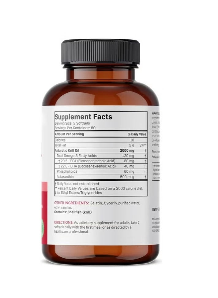 ANTARCTICA - Antarctic Krill Oil 2000mg – High-Potency Omega-3 EPA & DHA with Astaxanthin – 120 Softgels from Pure Red Krill - Image 1