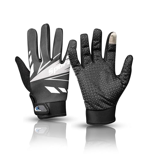 BADOWL Full Finger Bike Riding Gloves for Men & Women, Touchscreen Compatible Motorcycle Gloves for Bike Riding, Durable and Breathable Outdoor Sports Gloves, Nylon, Grey - Image 1