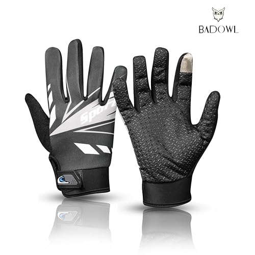 BADOWL Full Finger Bike Riding Gloves for Men & Women, Touchscreen Compatible Motorcycle Gloves for Bike Riding, Durable and Breathable Outdoor Sports Gloves, Nylon, Grey - Image 4