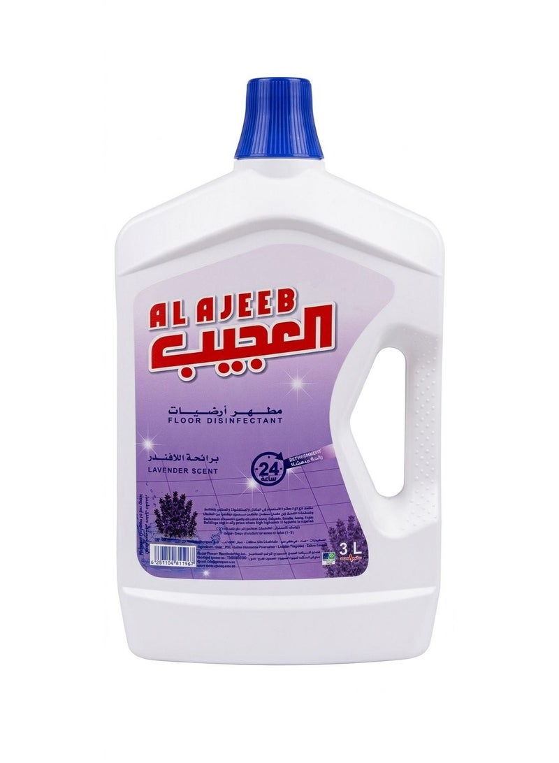 Ajeeb Al Ajeeb Floor Disinfectant 3L Lavender – Multi Purpose Floor Cleaner – Long Lasting Fresh Scent 24h - Image 1