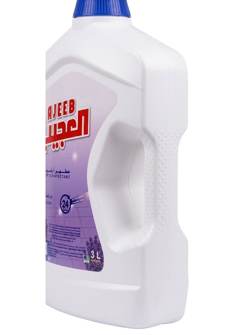 Ajeeb Al Ajeeb Floor Disinfectant 3L Lavender – Multi Purpose Floor Cleaner – Long Lasting Fresh Scent 24h - Image 2